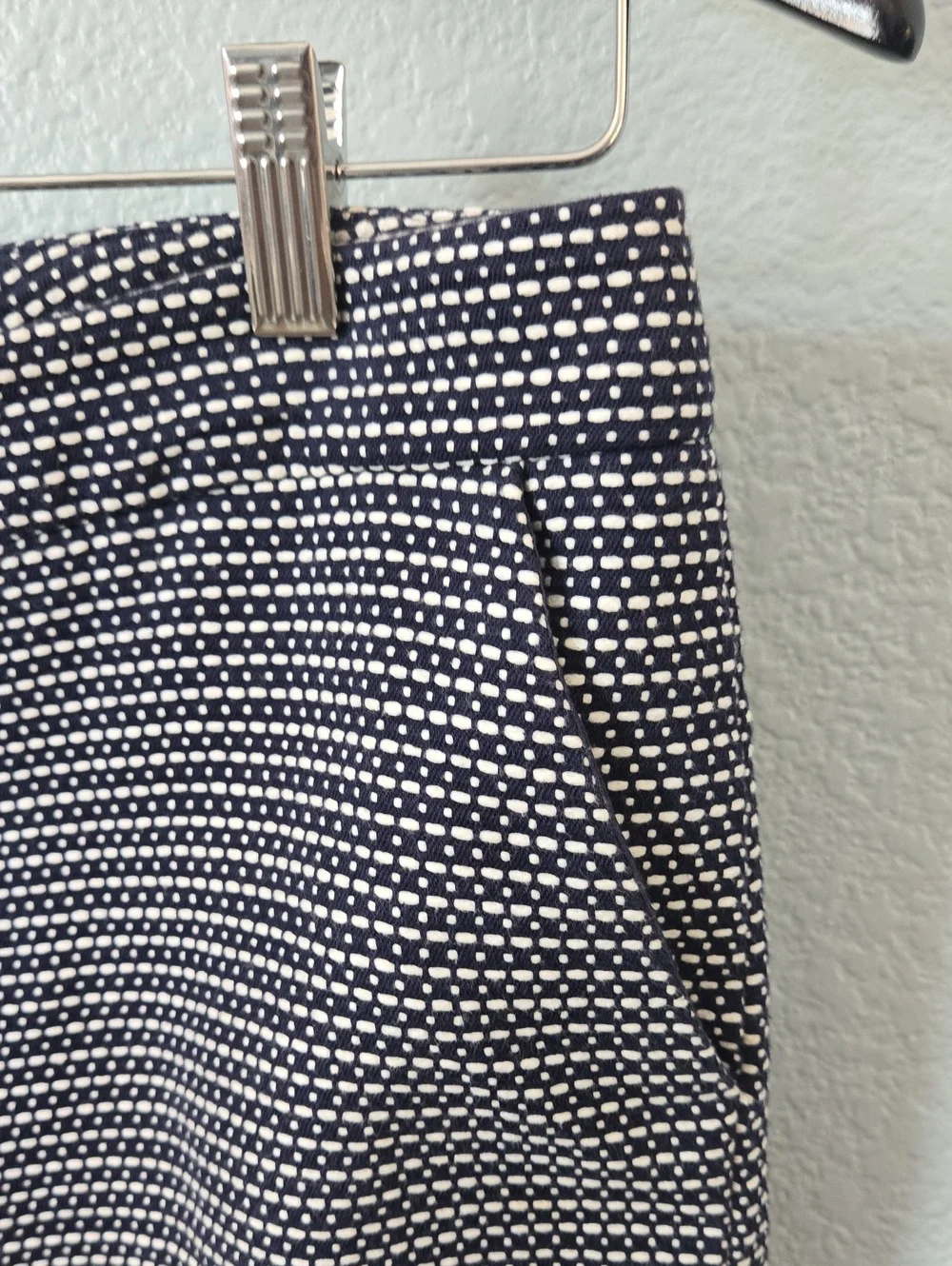 Sandro Paris Tweed Tailored Shorts Textured Deep Navy Sz 14 Winter Chic